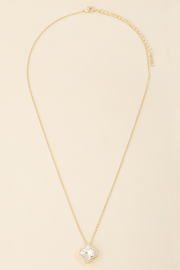 Delicate Chain Faceted Crystal Clover Pendant Necklace Gold