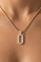 Delicate Link Chain Oval Crystal Pendant Necklace Gold