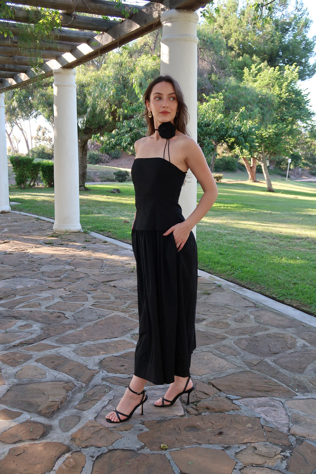 Sleeveless Corset Midi Dress Black