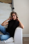 Sleeveless High Neck Knit Sweater Black