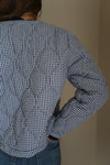 Long Sleeve Plaid Print Quilted Shacket Navy