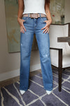 High Rise Tummy Control Wide Leg Jeans Medium Wash