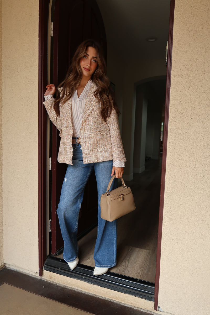 Shoulder Bag Faux Leather Purse Brown