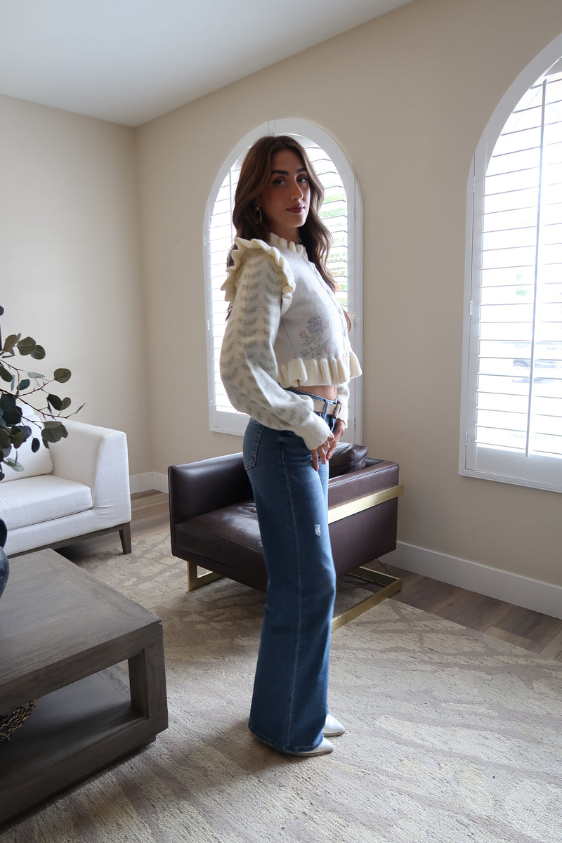 High Rise Tummy Control Wide Leg Jeans Medium Wash