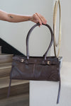 Shoulder Bag Faux Leather Purse Brown
