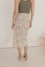 Abstract Print Wrap Midi Skirt Neutral