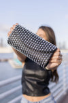 Charlene Faux Leather Studded Clutch Silver
