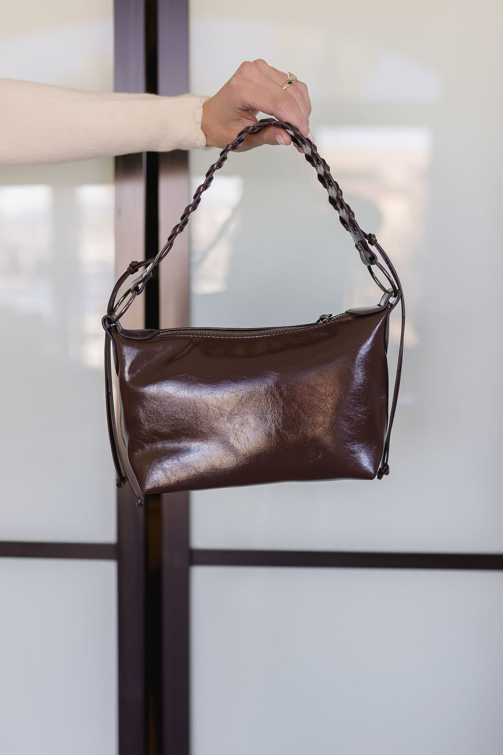 Shoulder Bag Faux Leather Purse Brown