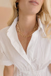 Square Chain Link Necklace Gold