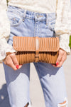  Faux Leather Clutch Brown