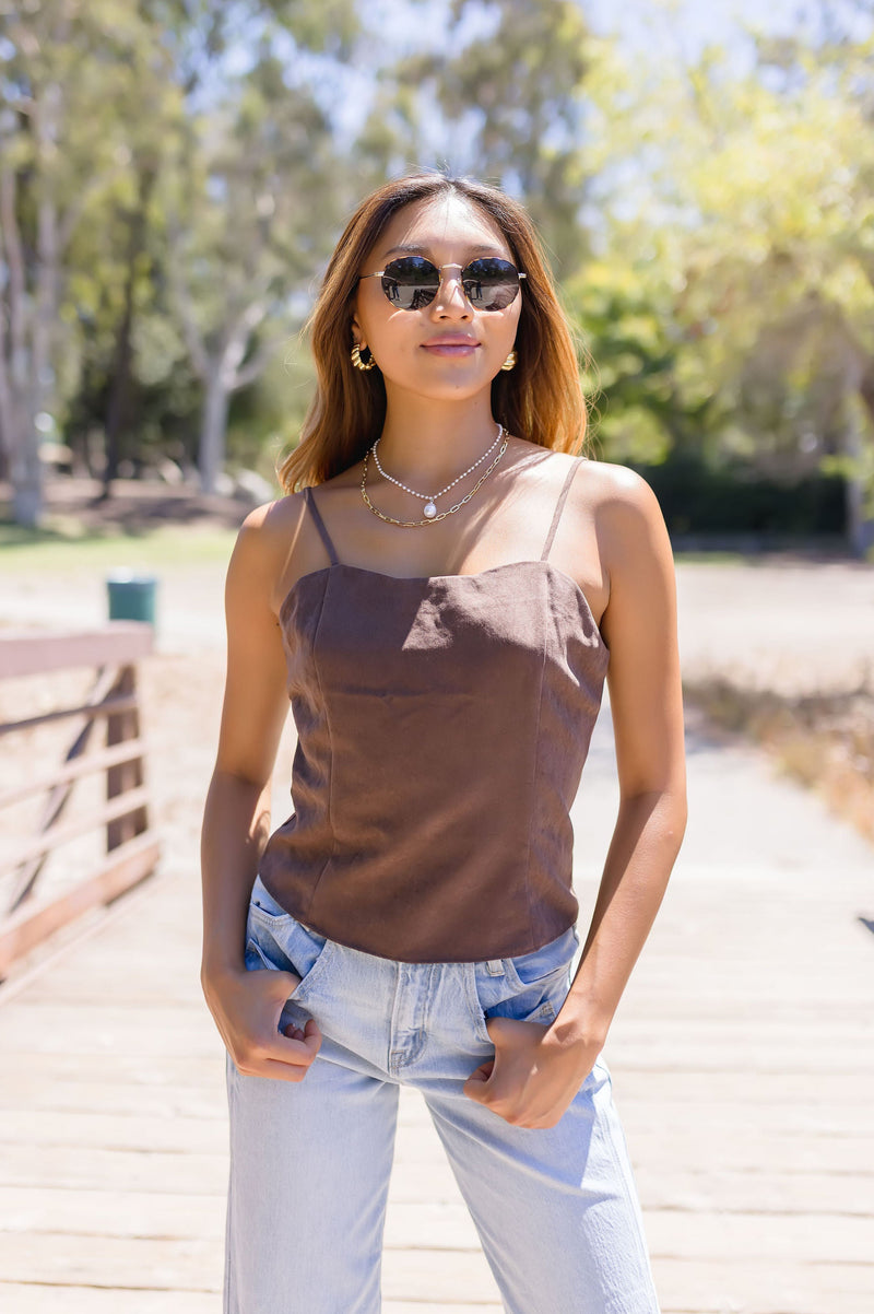 Sleeveless Top Brown