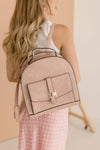 Vegan Faux Leather Backpack Blush