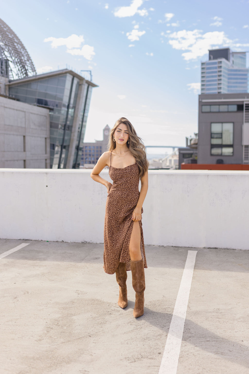 Sleeveless Animal Print Maxi Dress Mocha