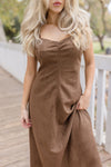 Sleeveless Faux Suede Maxi Dress Mocha