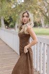 Sleeveless Faux Suede Maxi Dress Mocha