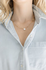 Chain Link Stone Necklace White
