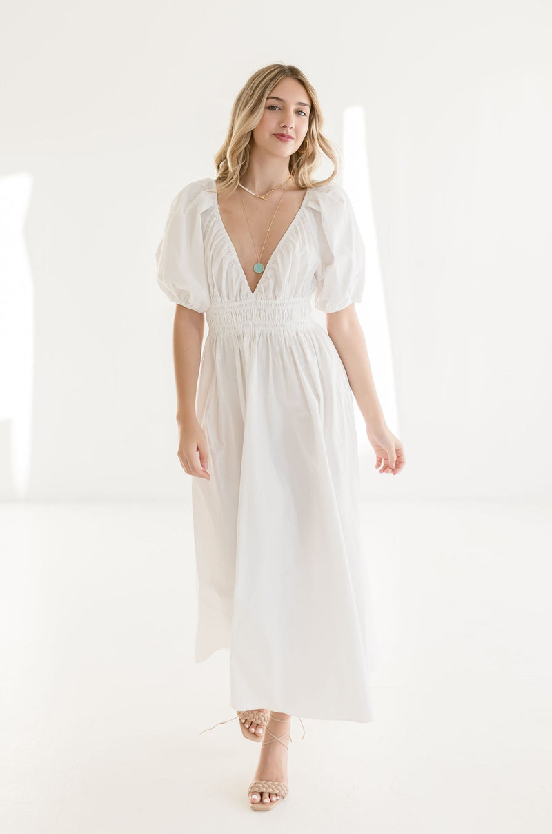 Short Sleeve Maxi Dress White