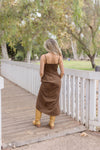 Sleeveless Faux Suede Maxi Dress Mocha