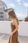 Sleeveless Animal Print Maxi Dress Mocha