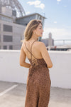 Sleeveless Animal Print Maxi Dress Mocha