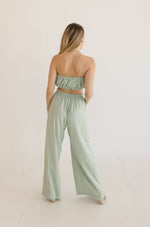 Strapless Tube Top And Pants Set Sage
