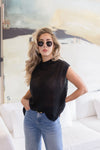 Sleeveless High Neck Knit Sweater Black