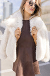 Long Sleeve Faux Fur Jacket Ivory