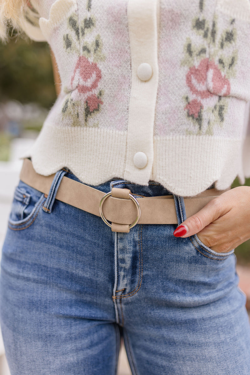 Adjustable Circle Buckle Belt Nude