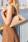  Shoulder Bag Faux Leather Purse Beige