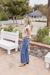 Mid Rise Crop Wide Leg Jeans Medium Wash