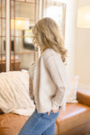 Long Sleeve Crop Cardigan Tan