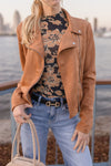 Vegan Suede Moto Jacket Camel