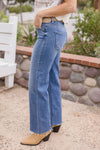 Mid Rise Crop Wide Leg Jeans Medium Wash
