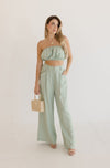  Strapless Tube Top And Pants Set Sage