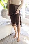 High Waist Midi Skirt Brown
