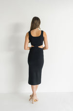  Sleeveless Cutout Bodycon Midi Dress Black