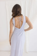 Sleeveless Stripe Print Maxi Dress White