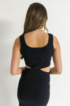 Jess Sleeveless Cutout Bodycon Midi Dress Black