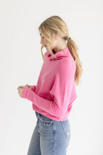  Long Sleeve Slouched Funnel Neck Sweater Pink