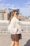 Long Sleeve Faux Fur Jacket Ivory
