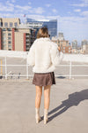 Long Sleeve Faux Fur Jacket Ivory