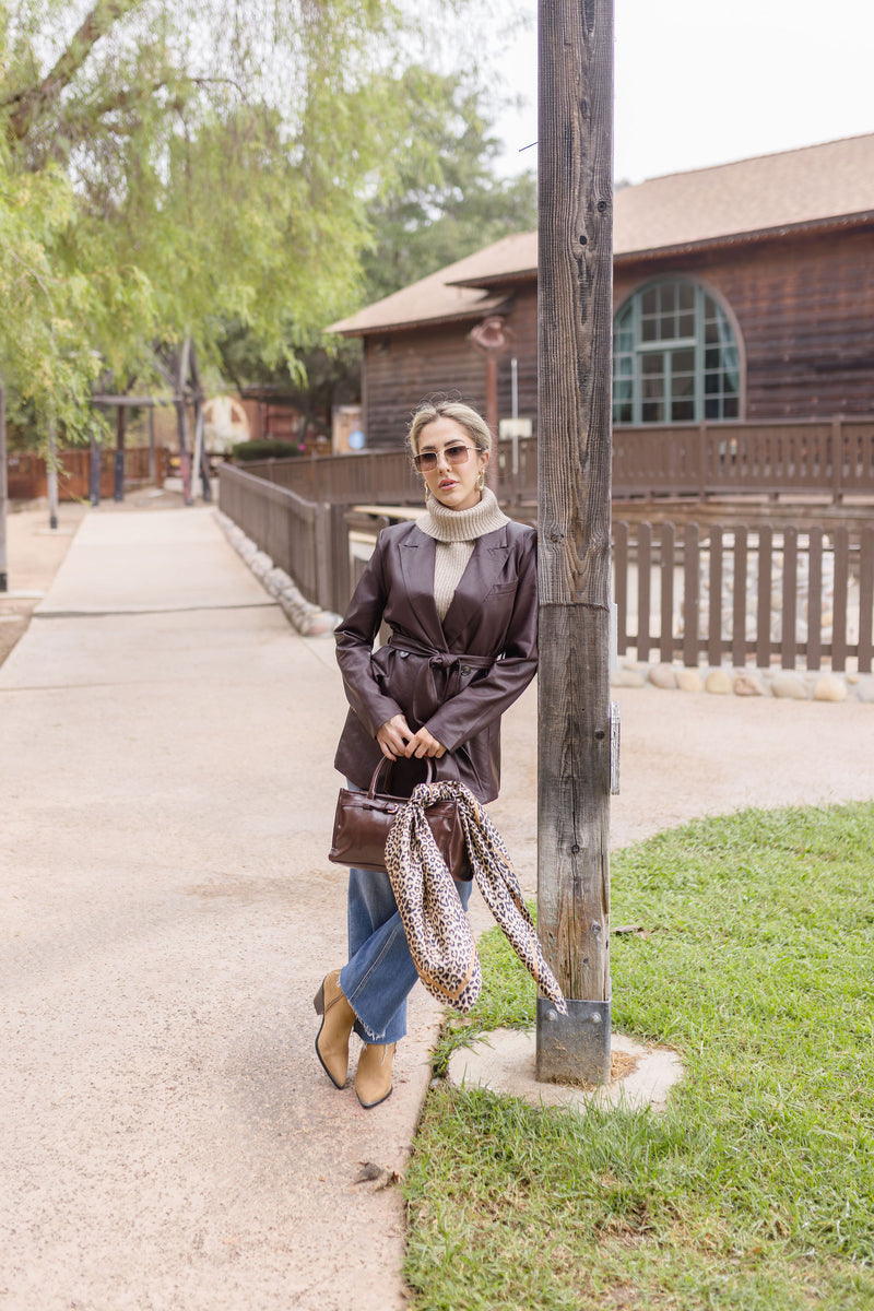 Shoulder Bag Faux Leather Purse Brown