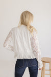  Floral Print Lace Jacket White