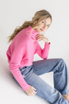  Long Sleeve Slouched Funnel Neck Sweater Pink
