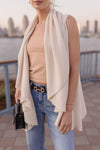 Sleeveless Open Front Cardigan Ivory