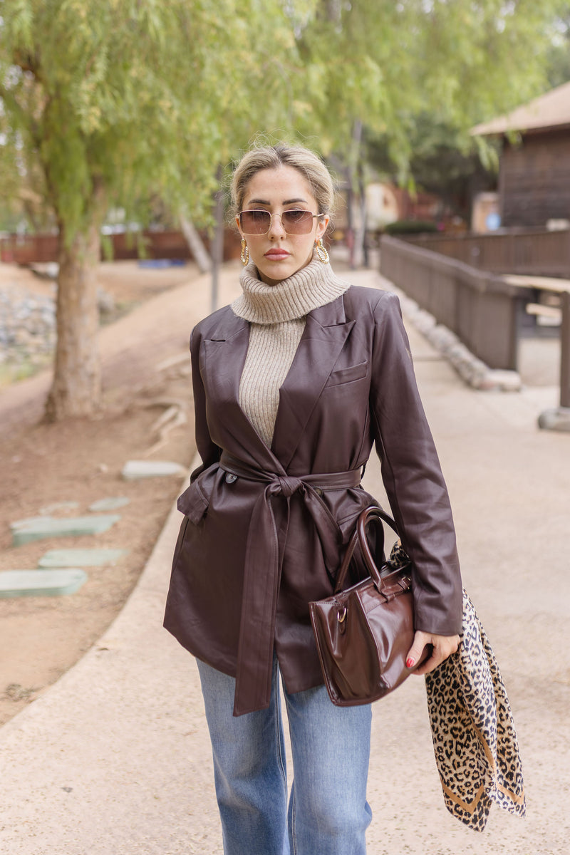 Shoulder Bag Faux Leather Purse Brown