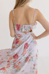 Ciara Sleeveless Ruffle Neckline Floral Print Maxi Dress Lavender
