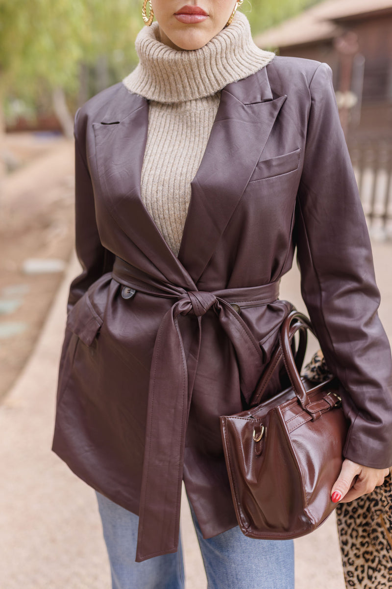 Shoulder Bag Faux Leather Purse Brown