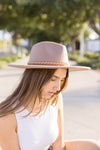  Wide Brim Braided Flat Band Panama Hat Brown