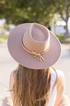  Wide Brim Braided Flat Band Panama Hat Brown